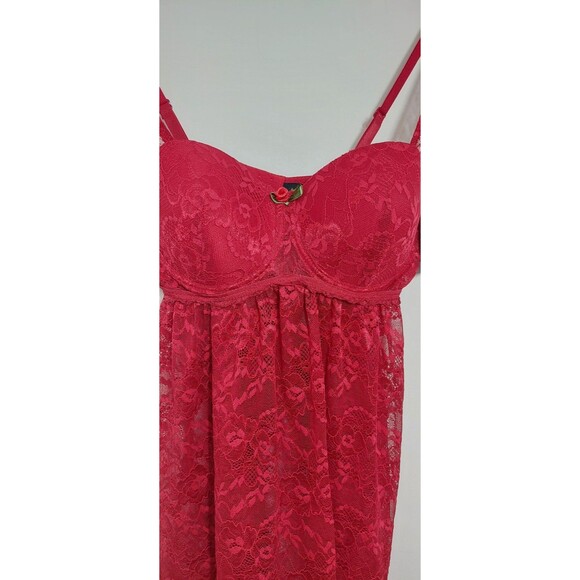 Just Sexy Lingerie Women's Size Medium Babydoll Red Keyhole Lace Nightie Panties - Picture 2 of 16